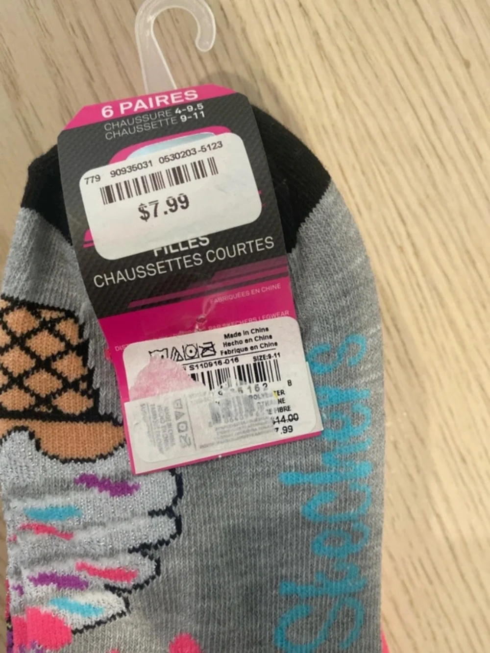 Skechers Grey No-Show Socks with Teal Logo and Multicolor Floral Accent